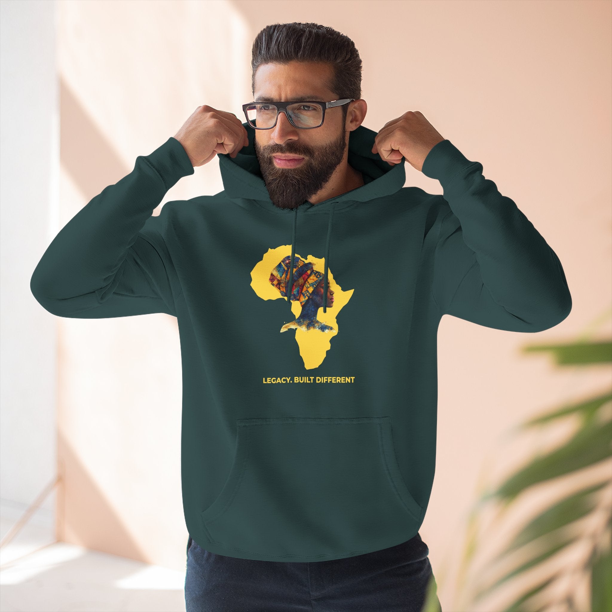 Hoodie — African Profile Art on Yellow Africa Silhouette (Legacy, Beauty, Empowerment)