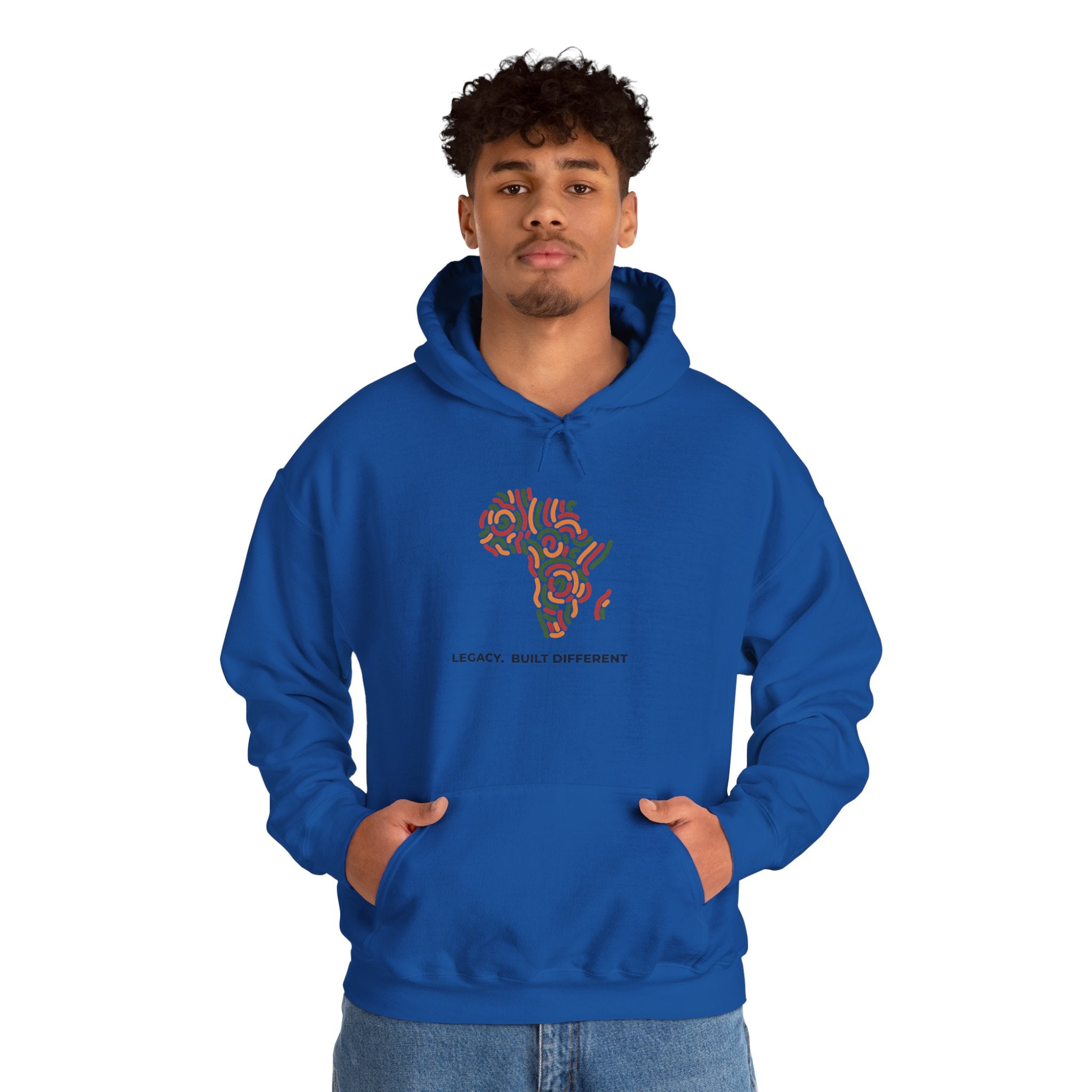 Africa Pattern Hoodie — "Legacy: Built Different" Graphic Sweatshirt