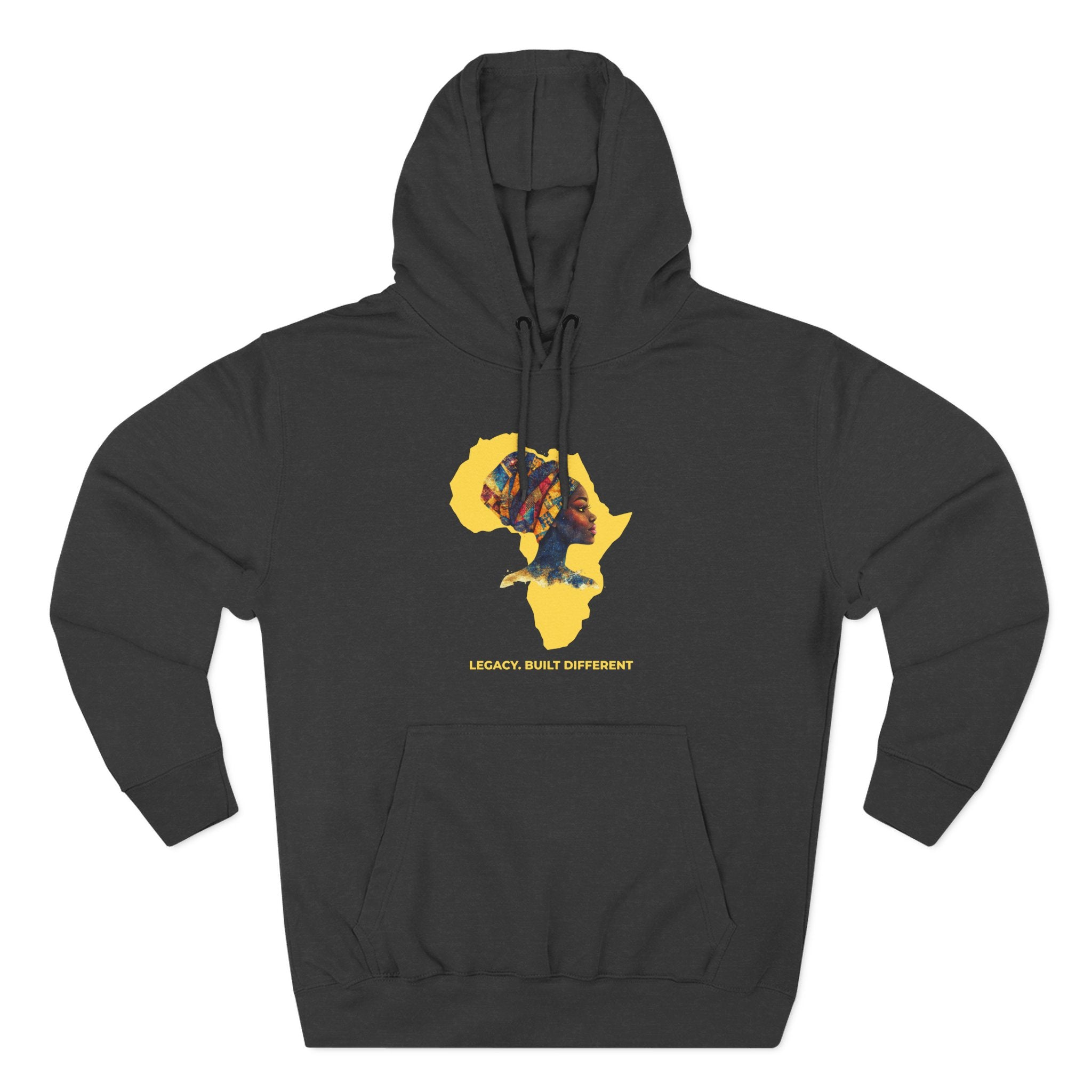 Hoodie — African Profile Art on Yellow Africa Silhouette (Legacy, Beauty, Empowerment)