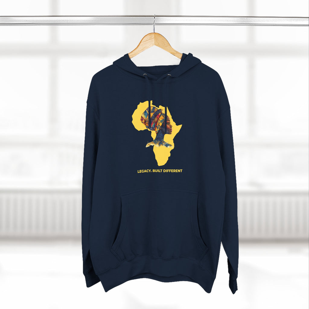 Hoodie — African Profile Art on Yellow Africa Silhouette (Legacy, Beauty, Empowerment)