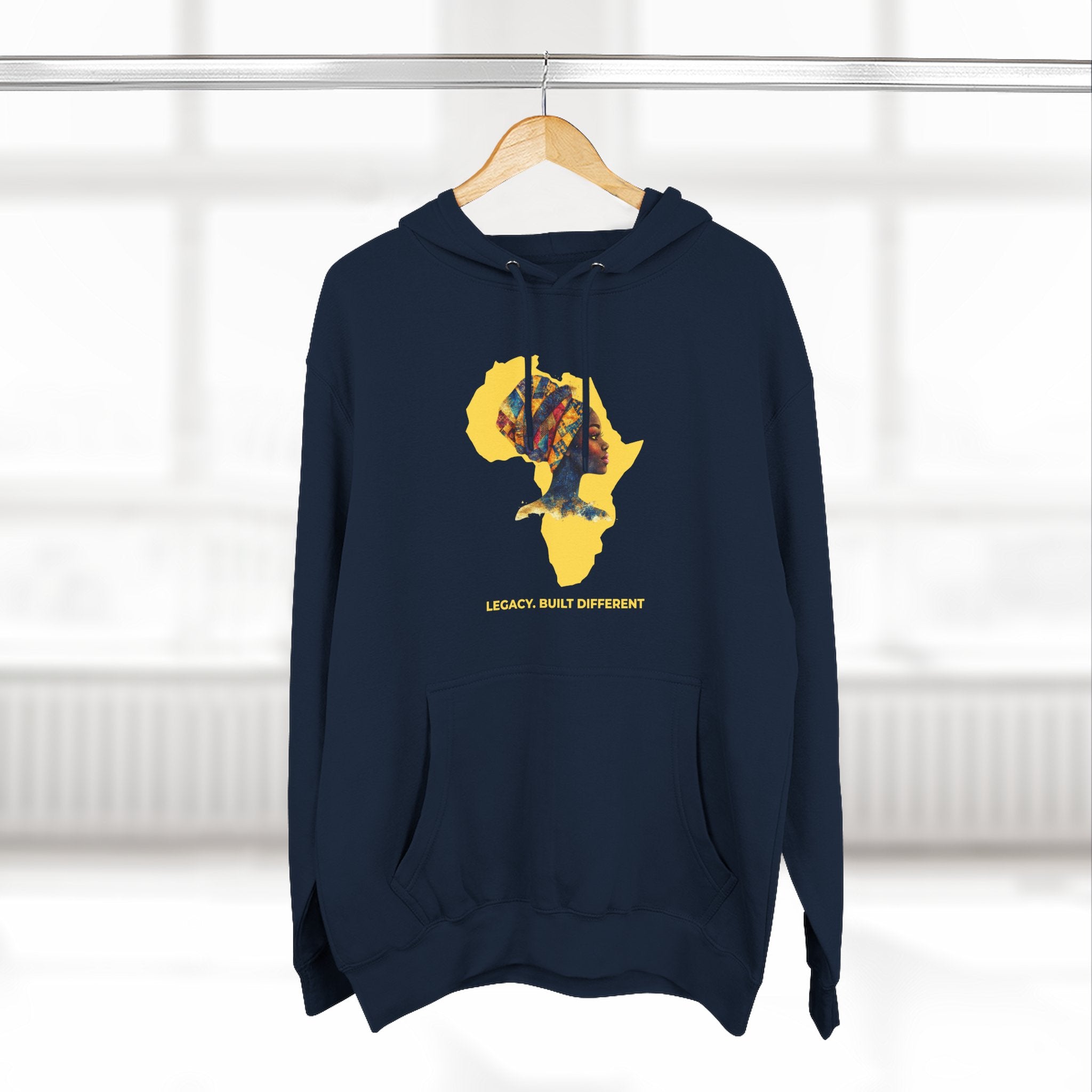 Hoodie — African Profile Art on Yellow Africa Silhouette (Legacy, Beauty, Empowerment)