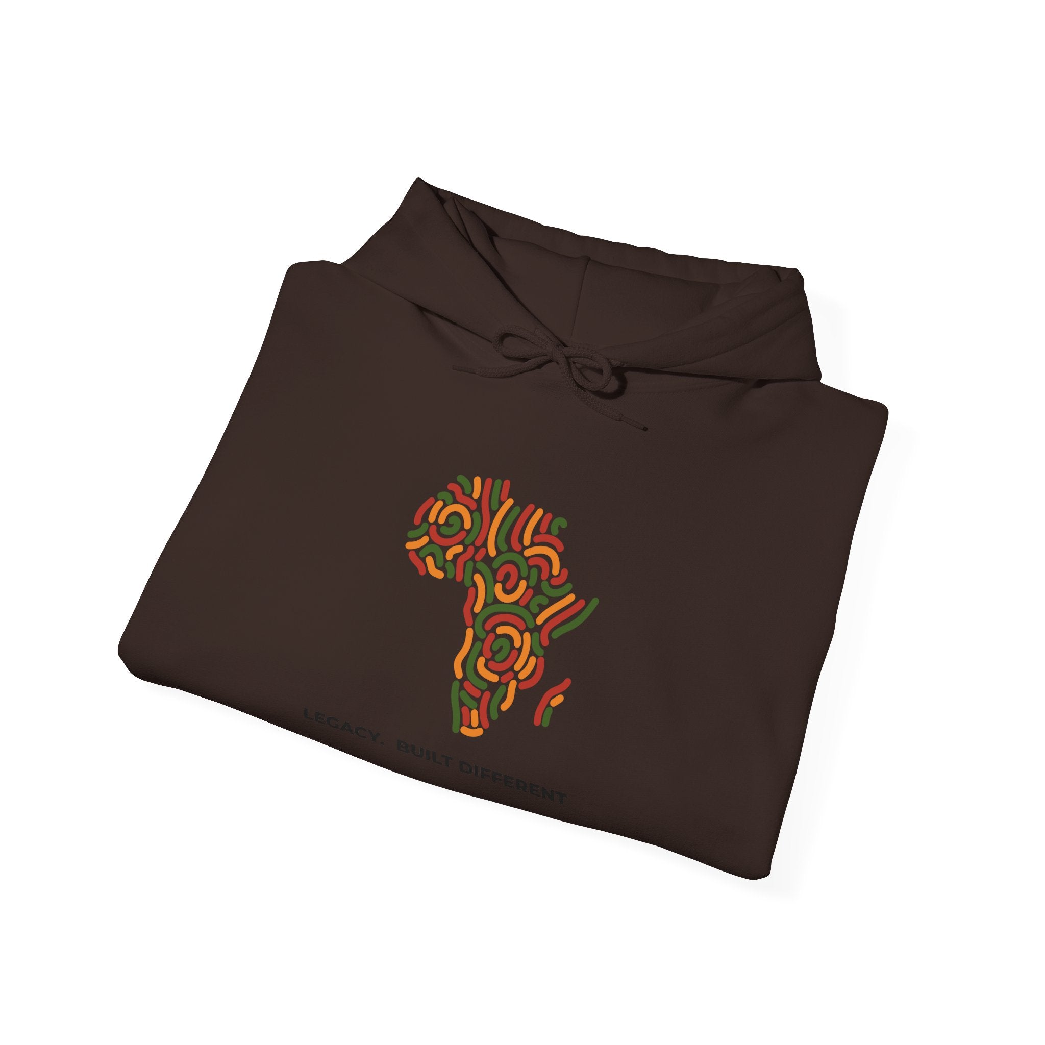 Africa Pattern Hoodie — "Legacy: Built Different" Graphic Sweatshirt
