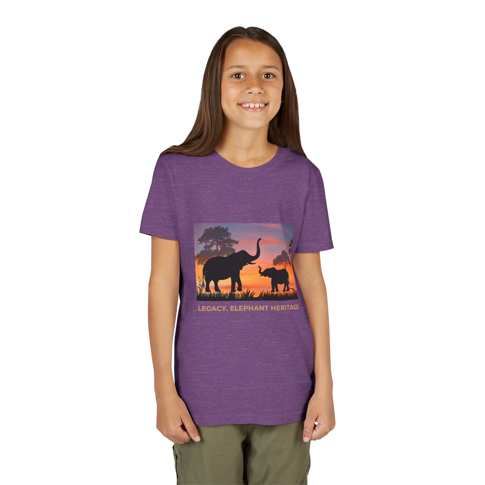 Youth Elephant Sunset Tee — 'Legacy, Love & Heritage' Kids Shirt