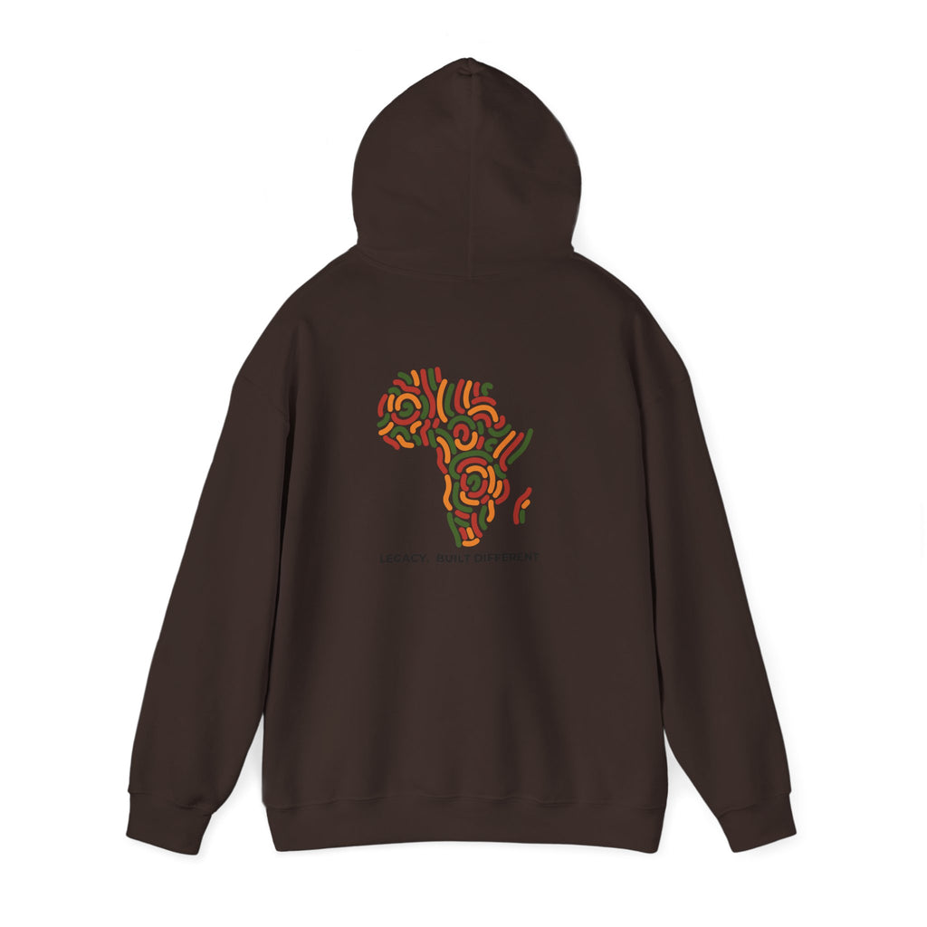 Africa Pattern Hoodie — "Legacy: Built Different" Graphic Sweatshirt