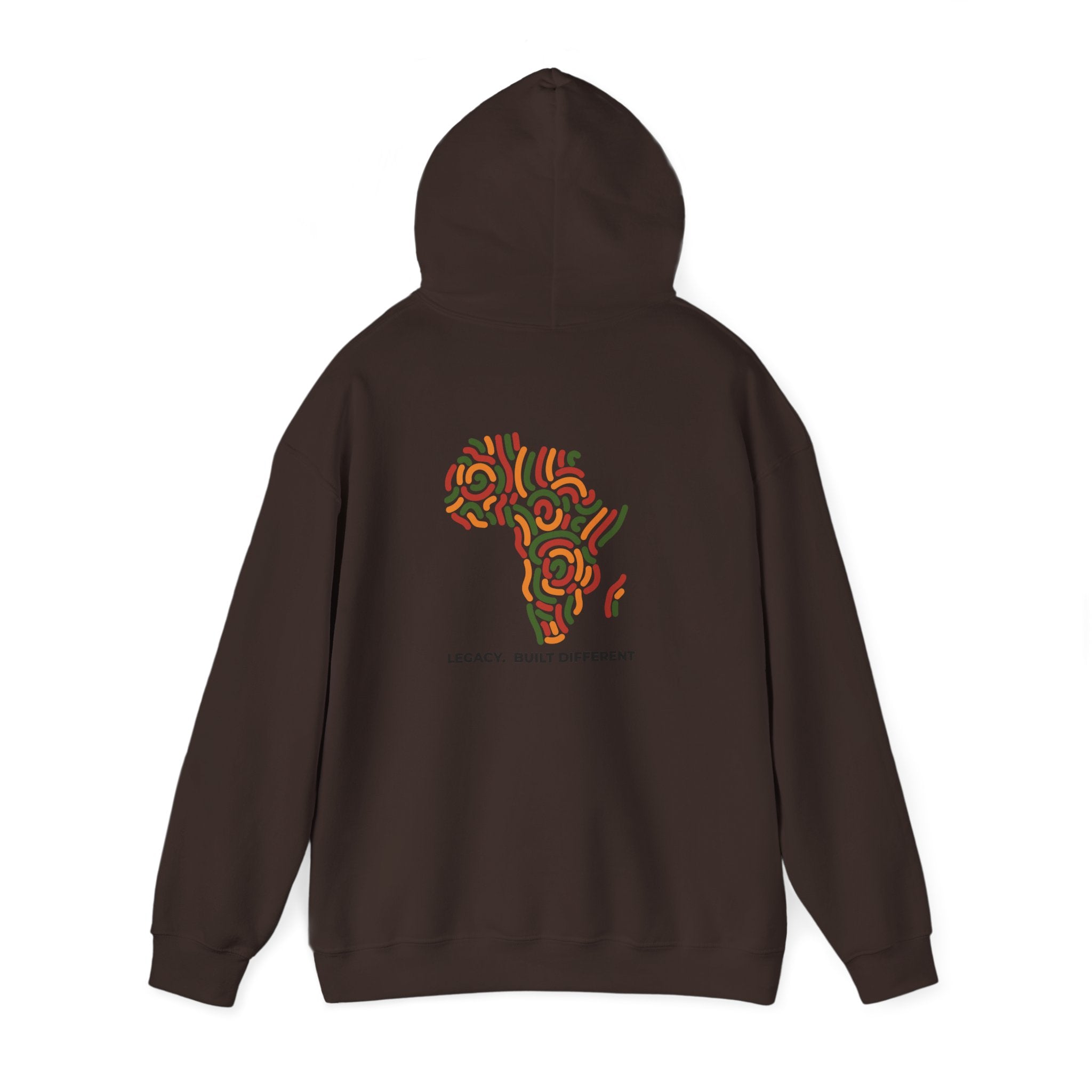 Africa Pattern Hoodie — "Legacy: Built Different" Graphic Sweatshirt
