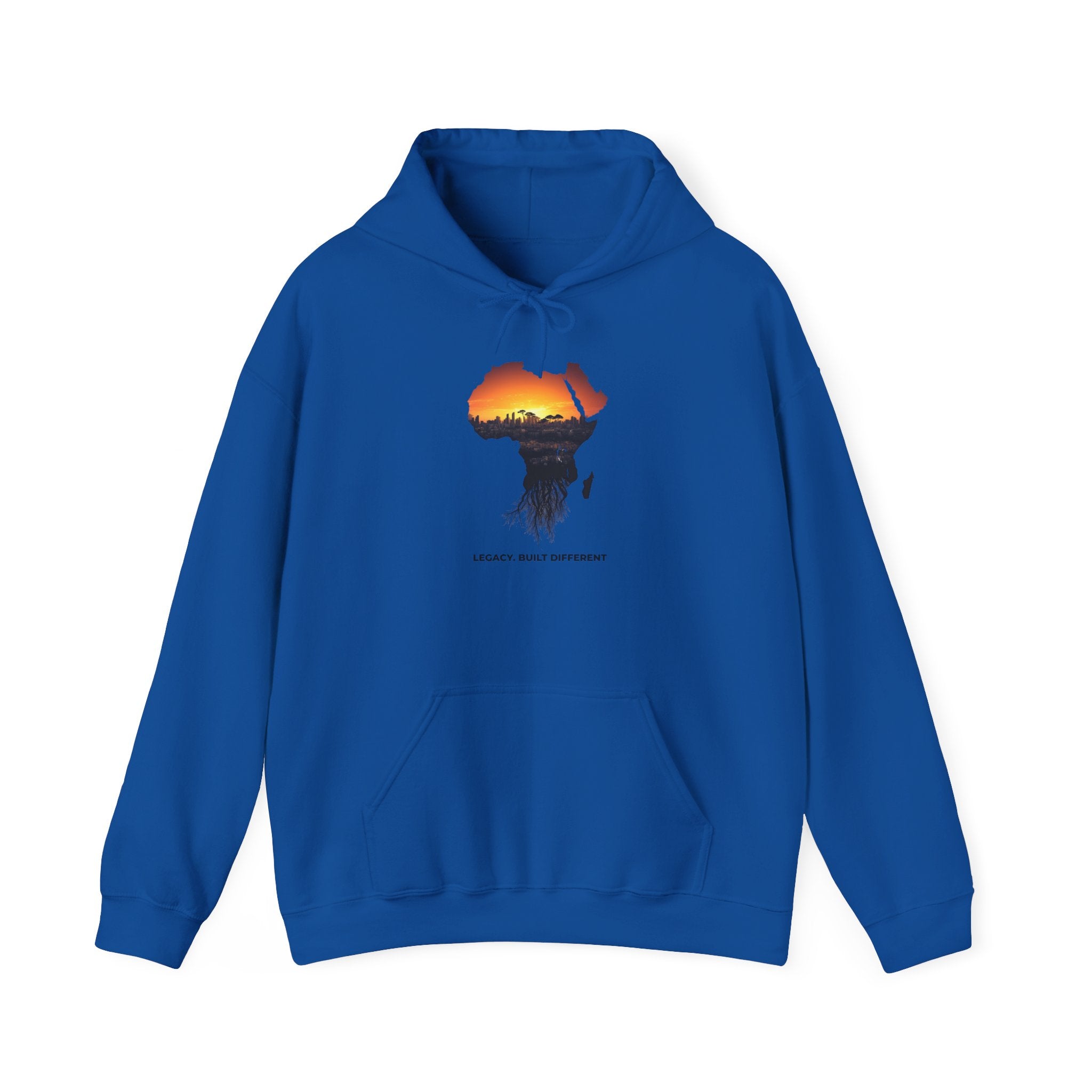 Africa Sunset Hoodie — "Legacy. Built Different." Graphic Pullover