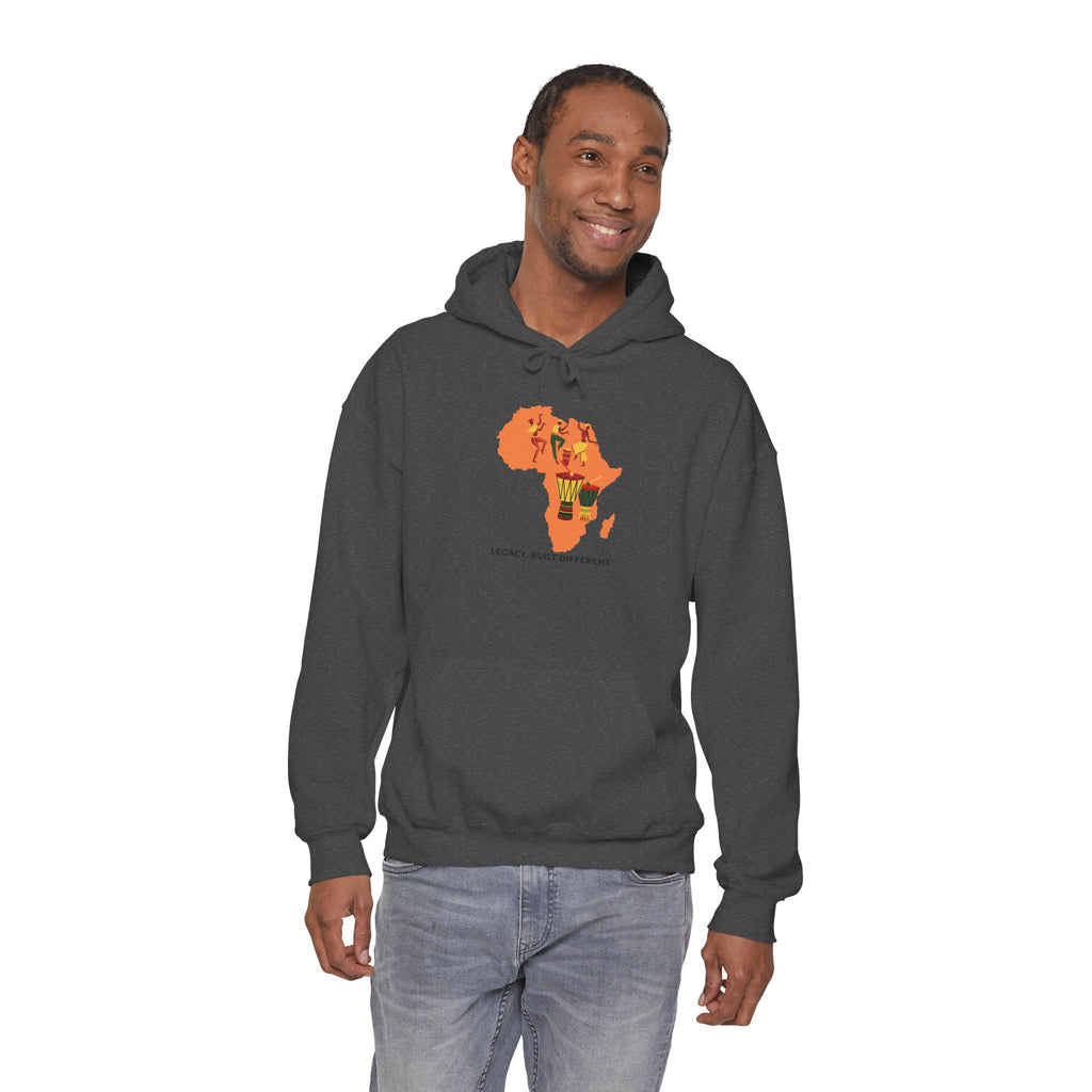 Africa Map Hoodie - 'Legacy. Built Different.' Afrocentric Graphic Pullover