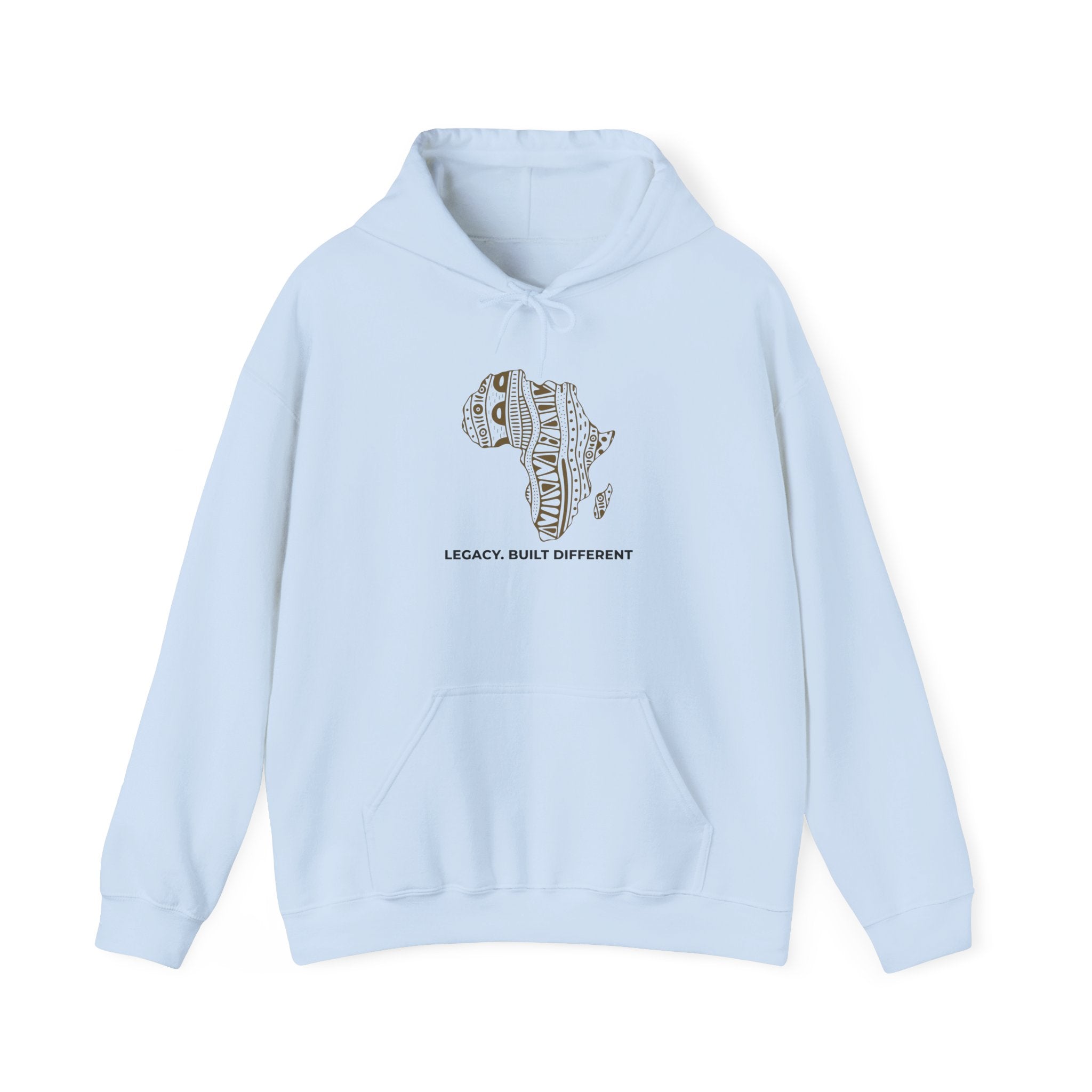 Africa Pattern Hoodie — "Legacy. Built Different." Graphic Sweatshirt