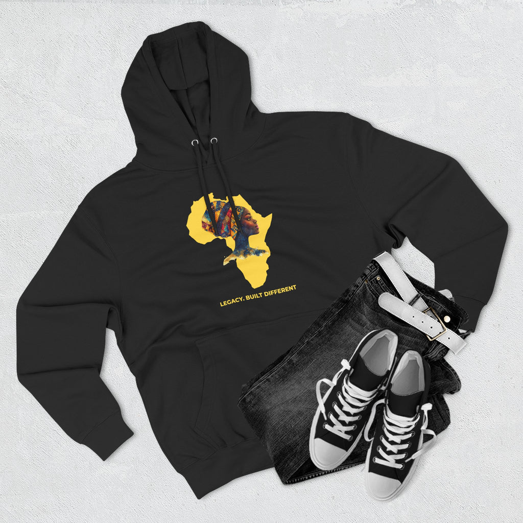 Hoodie — African Profile Art on Yellow Africa Silhouette (Legacy, Beauty, Empowerment)