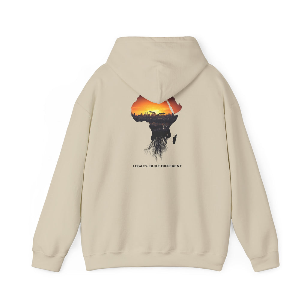Africa Sunset Hoodie — "Legacy. Built Different." Graphic Pullover