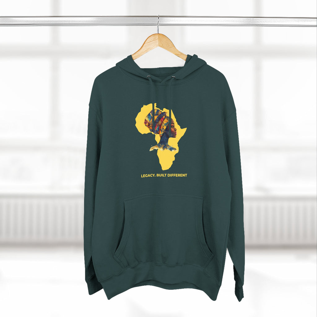 Hoodie — African Profile Art on Yellow Africa Silhouette (Legacy, Beauty, Empowerment)