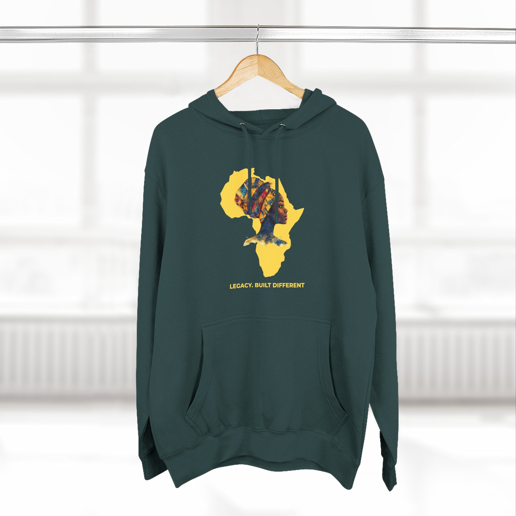 Hoodie — African Profile Art on Yellow Africa Silhouette (Legacy, Beauty, Empowerment)