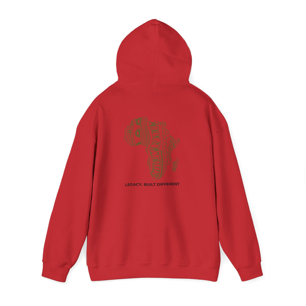 Africa Pattern Hoodie — "Legacy. Built Different." Graphic Sweatshirt