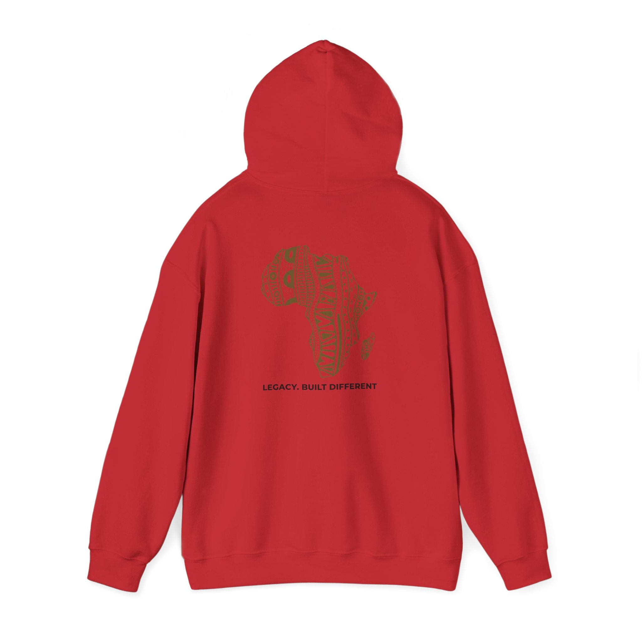 Africa Pattern Hoodie — "Legacy. Built Different." Graphic Sweatshirt