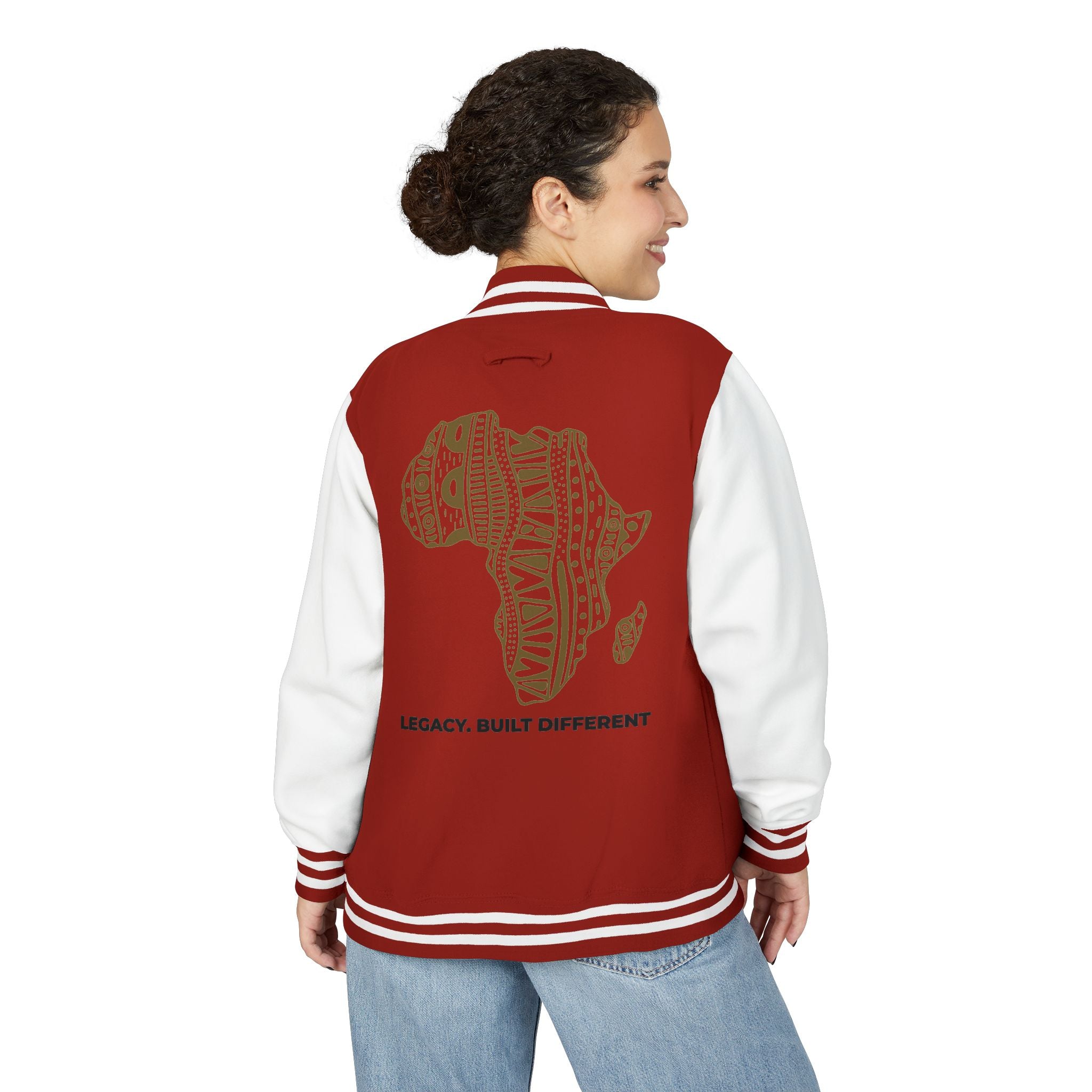 Letterman Jacket — African Pattern Map "Legacy. Built Different"