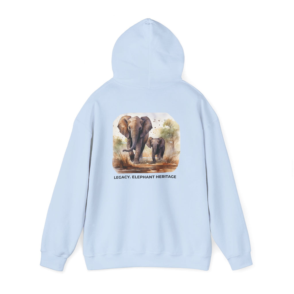Elephant Heritage Hoodie — Wildlife Mom & Calf Graphic Sweatshirt