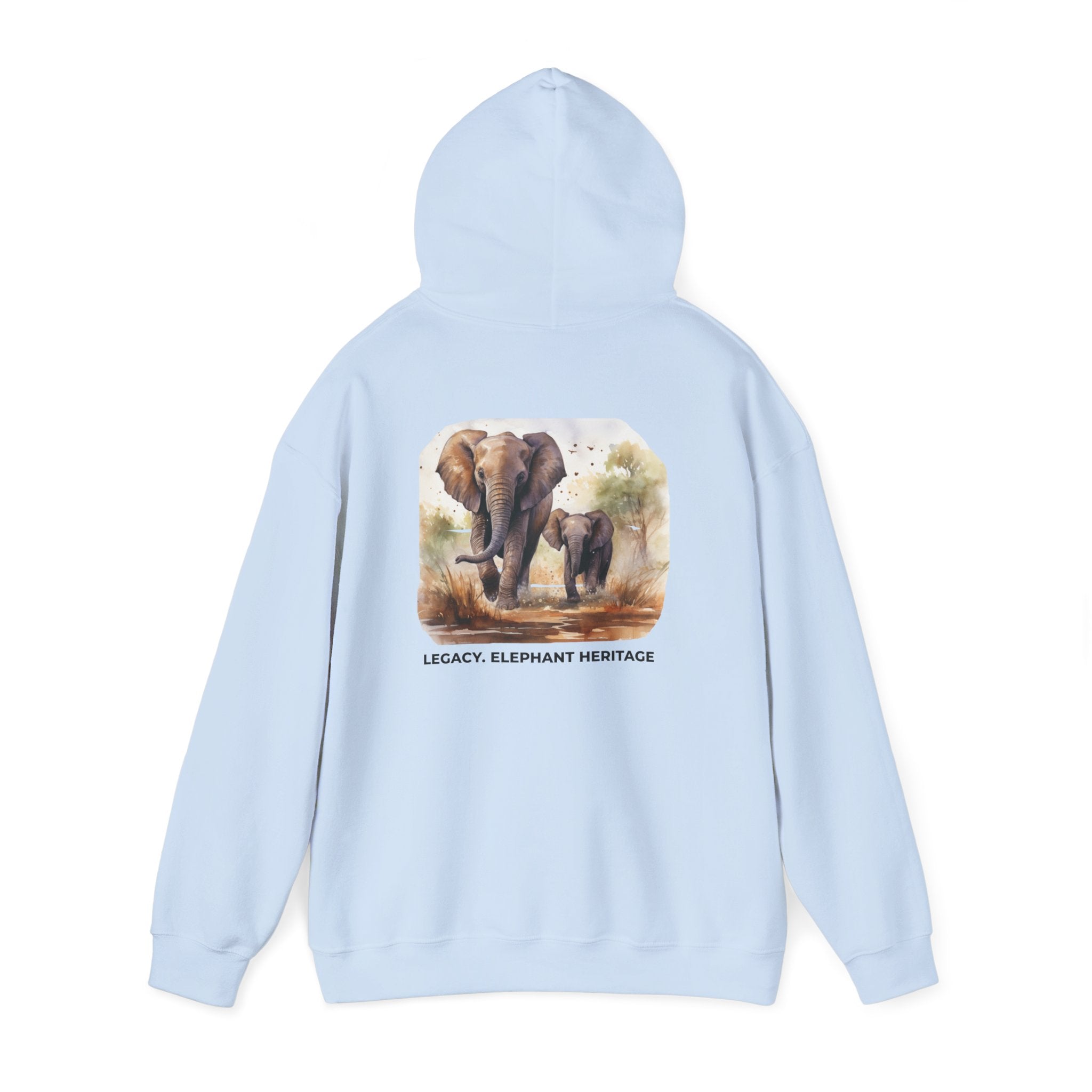 Elephant Heritage Hoodie — Wildlife Mom & Calf Graphic Sweatshirt