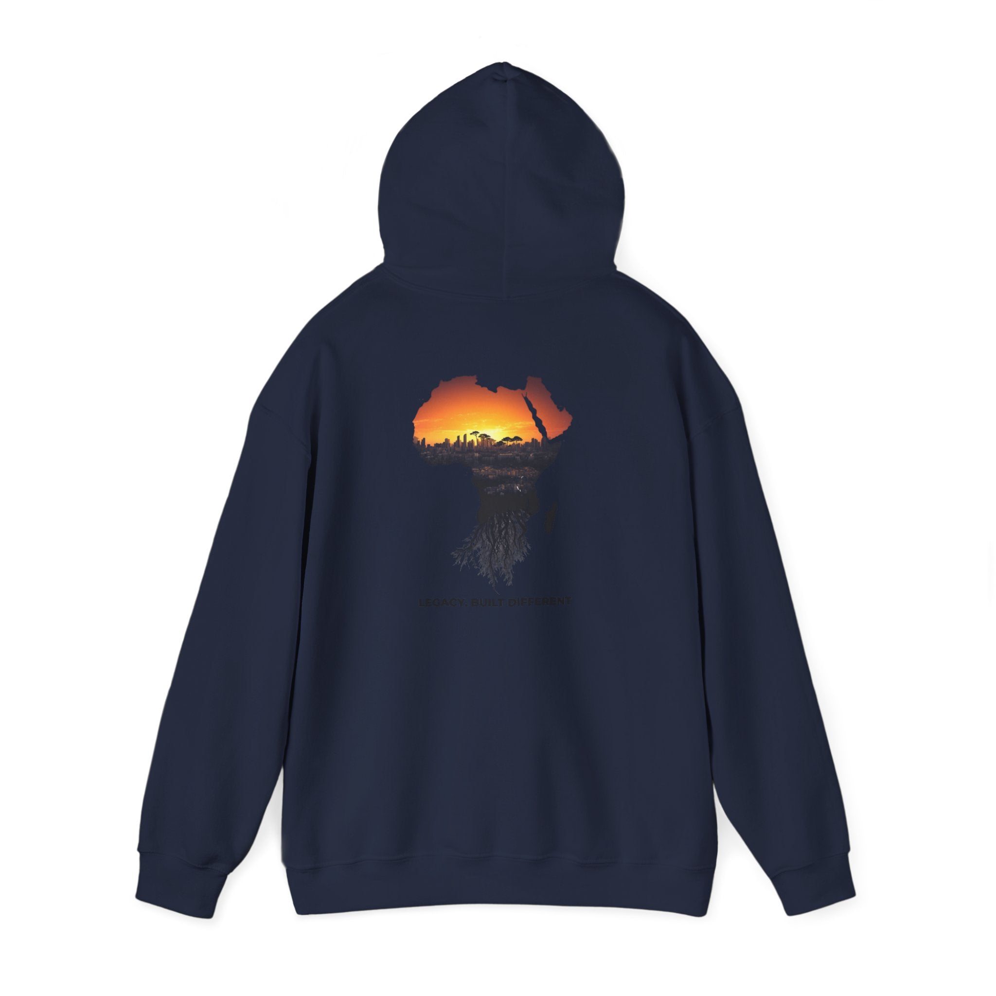 Africa Sunset Hoodie — "Legacy. Built Different." Graphic Pullover