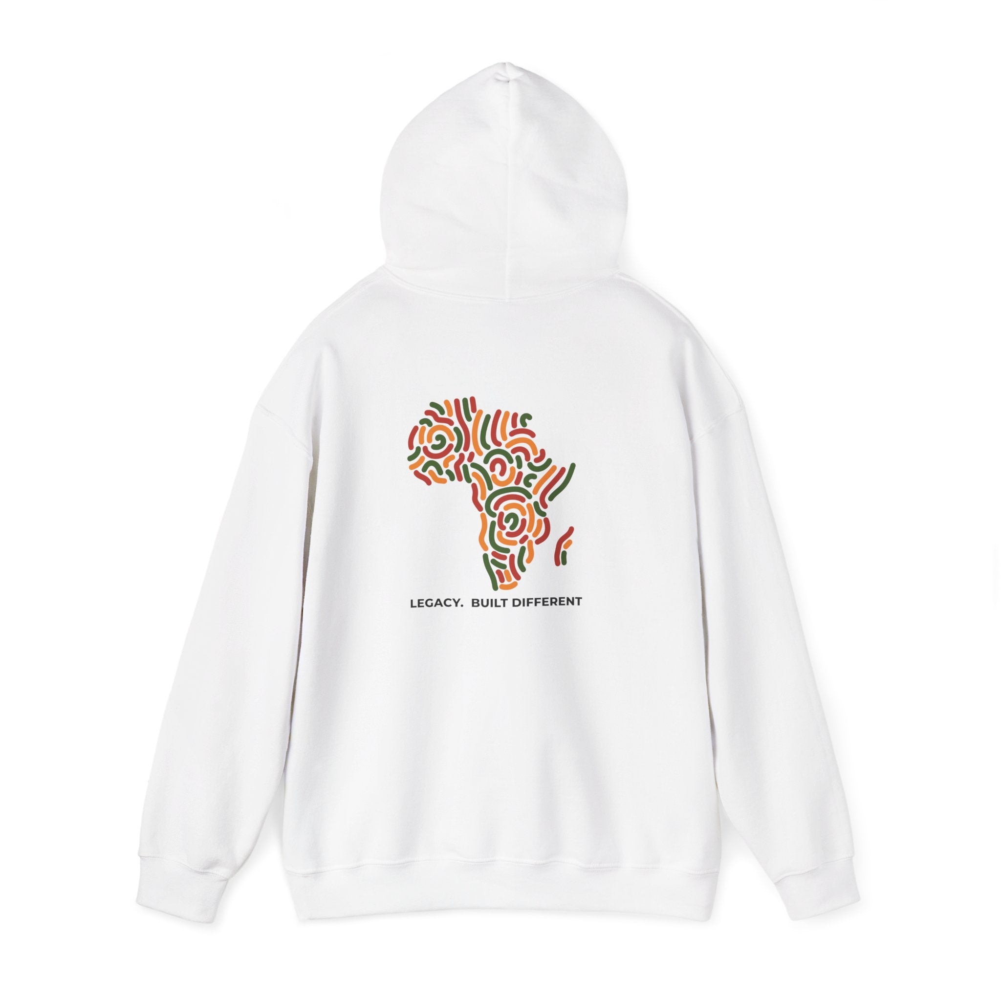 Africa Pattern Hoodie — "Legacy: Built Different" Graphic Sweatshirt