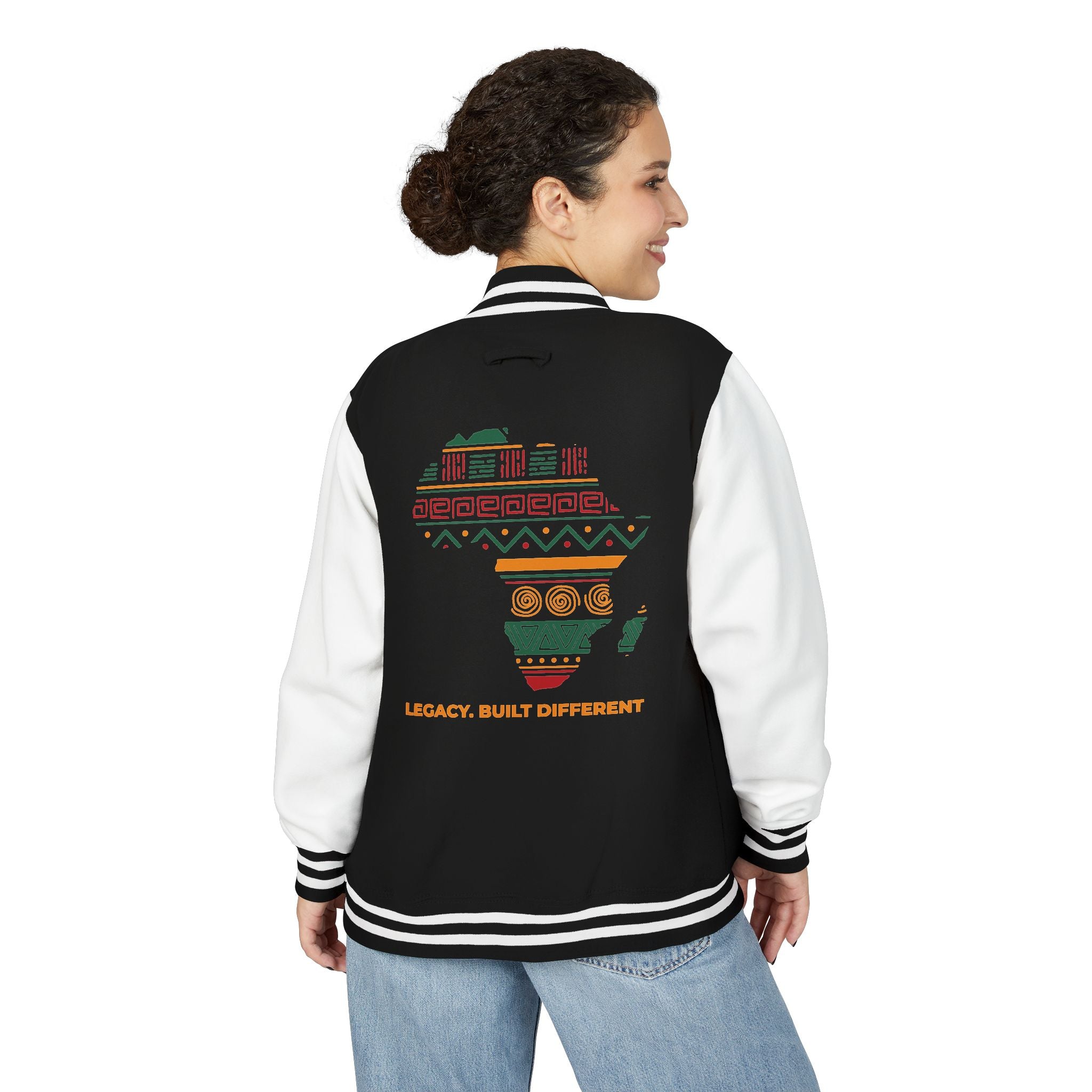 Africa Pattern Letterman Jacket — "Legacy, Unity, Strength"
