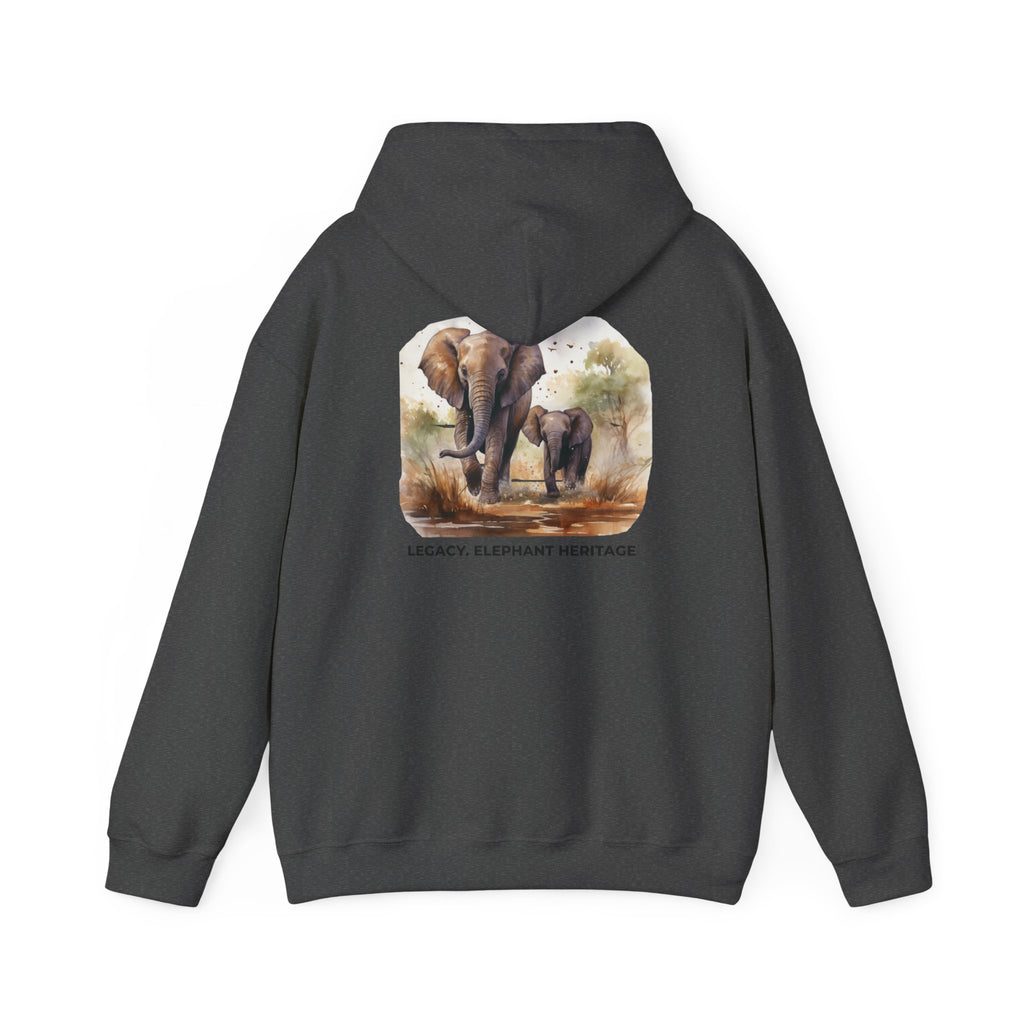 Elephant Heritage Hoodie — Wildlife Mom & Calf Graphic Sweatshirt