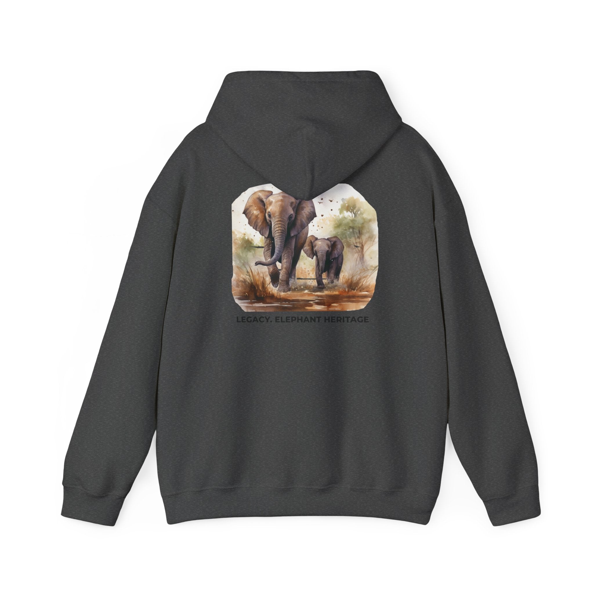 Elephant Heritage Hoodie — Wildlife Mom & Calf Graphic Sweatshirt