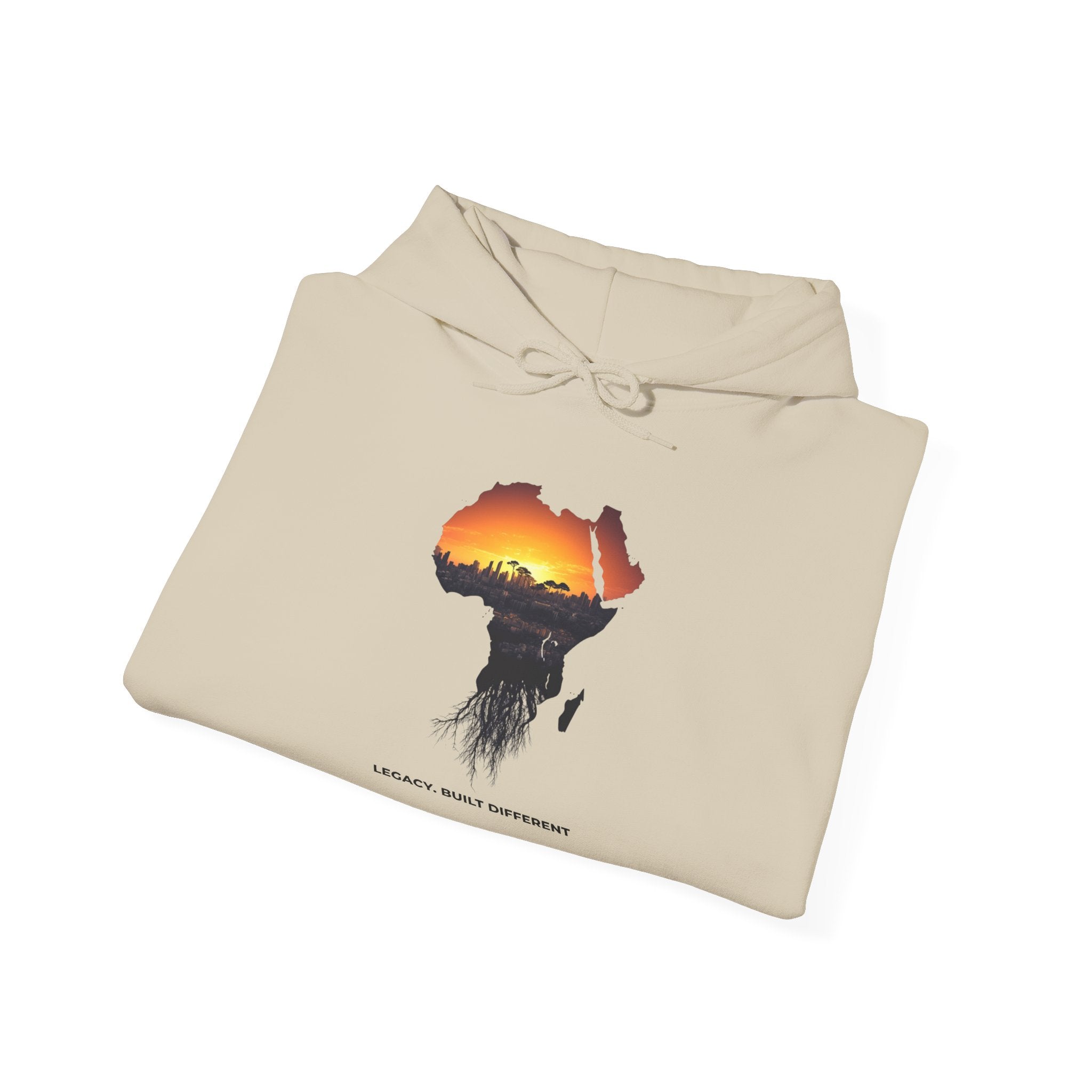 Africa Sunset Hoodie — "Legacy. Built Different." Graphic Pullover