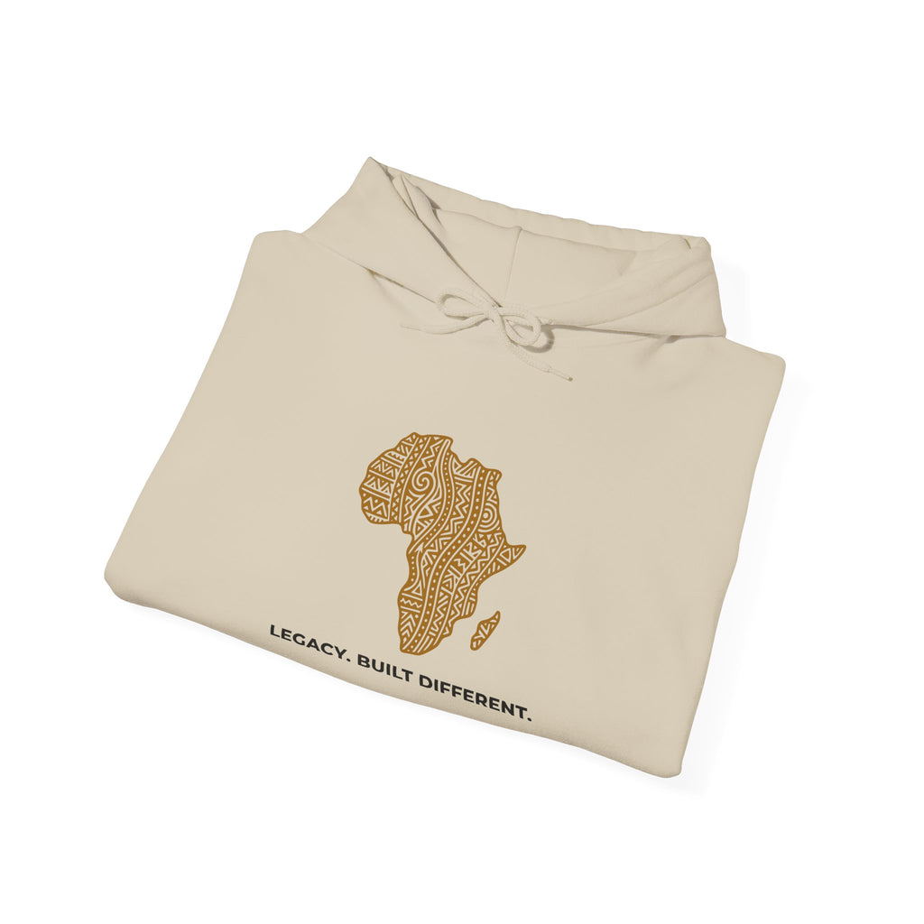 Africa Map Hoodie — 'Legacy. Built Different.' Cultural Pattern Pullover