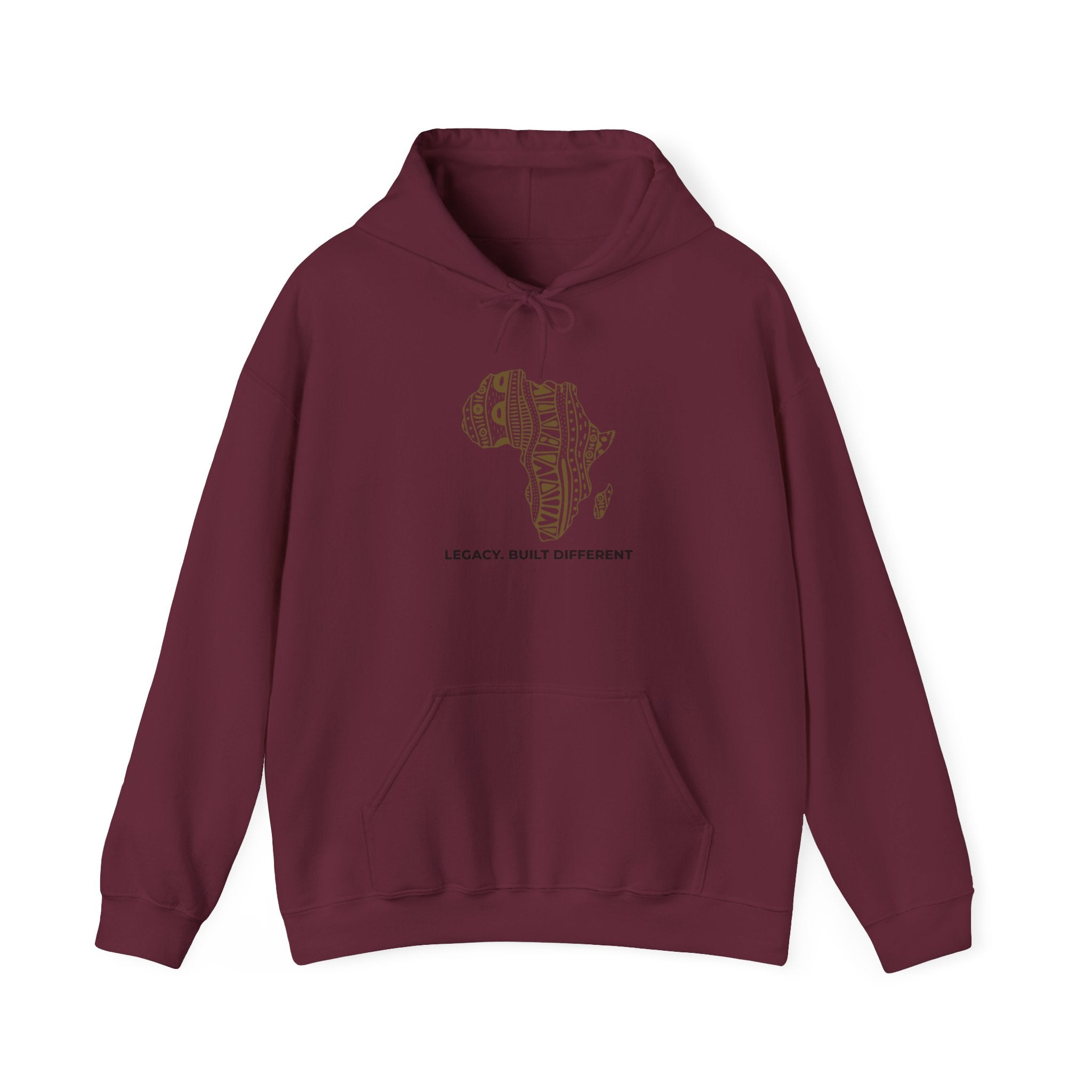 Africa Pattern Hoodie — "Legacy. Built Different." Graphic Sweatshirt