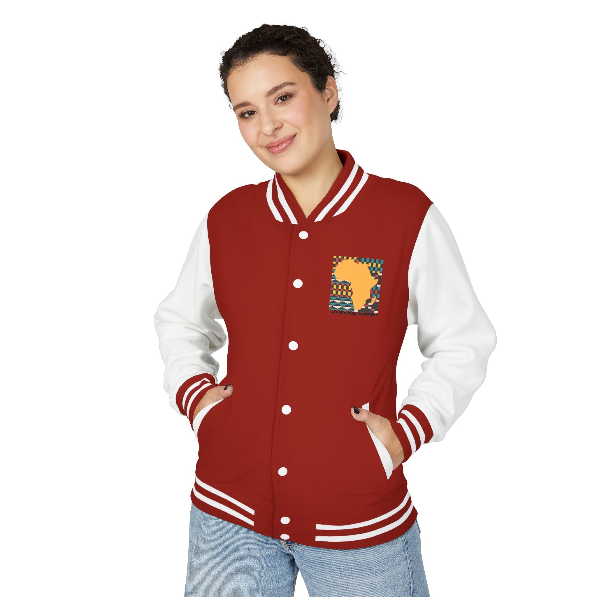 Letterman Jacket - Africa Map Kente Pattern "Legacy Built Different"