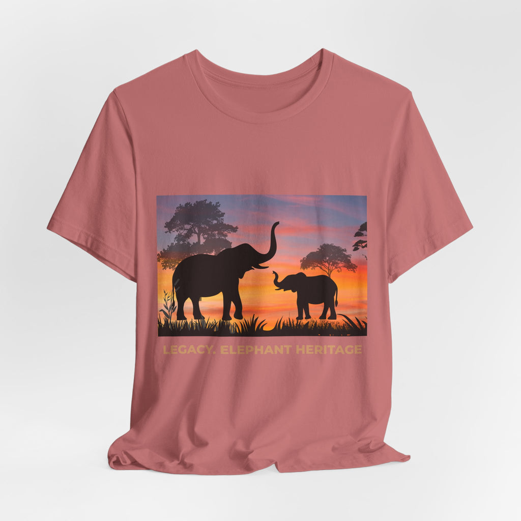 Elephant Sunset Tee — "Legacy, Elephant Heritage" Graphic T-Shirt